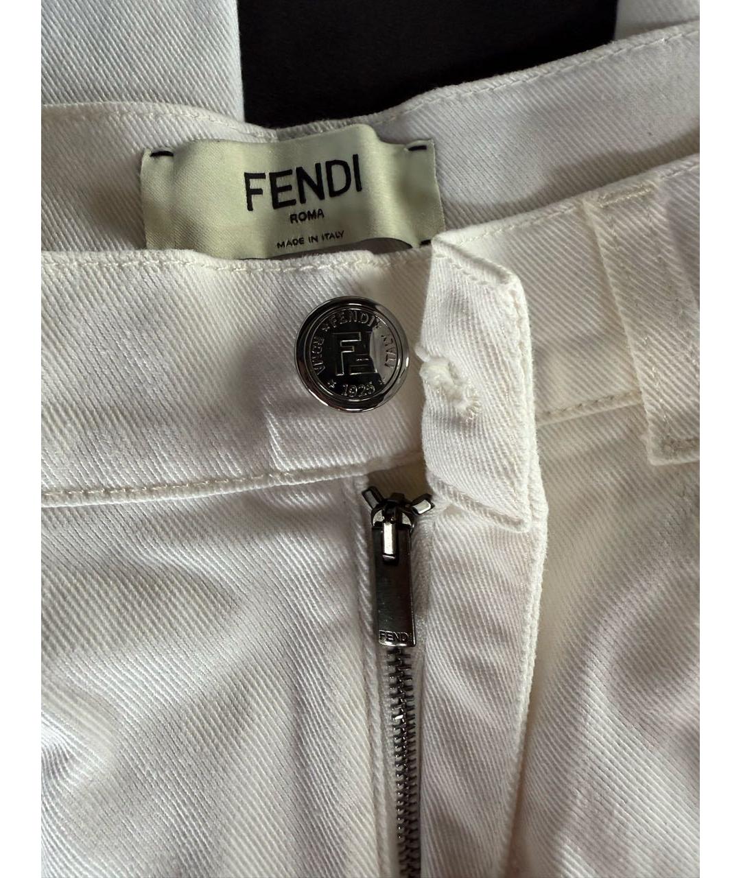 FENDI Белые хлопковые джинсы слим, фото 3