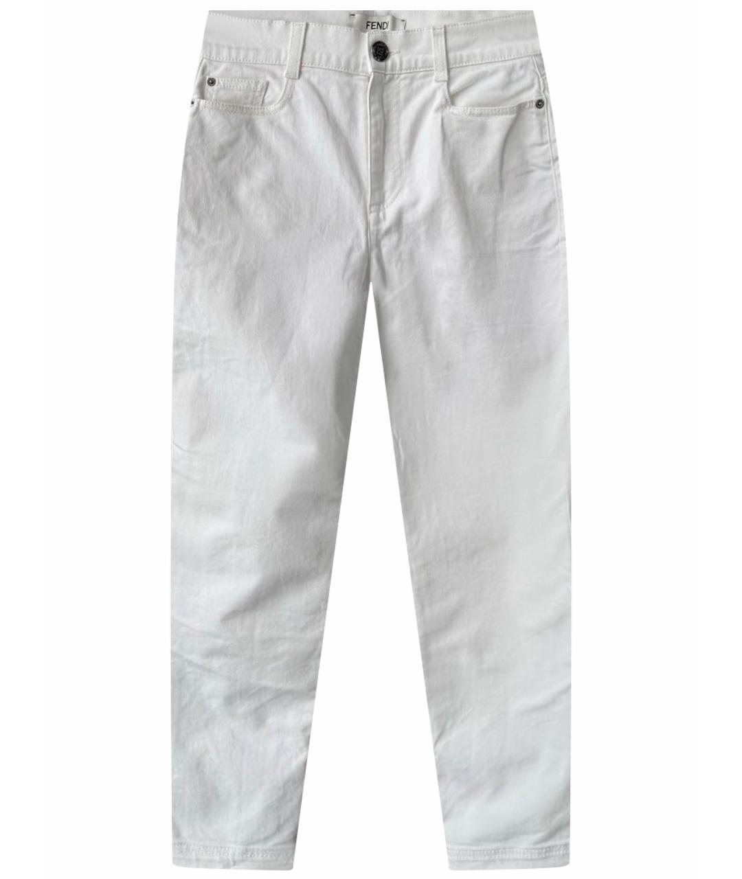 FENDI Белые хлопковые джинсы слим, фото 1