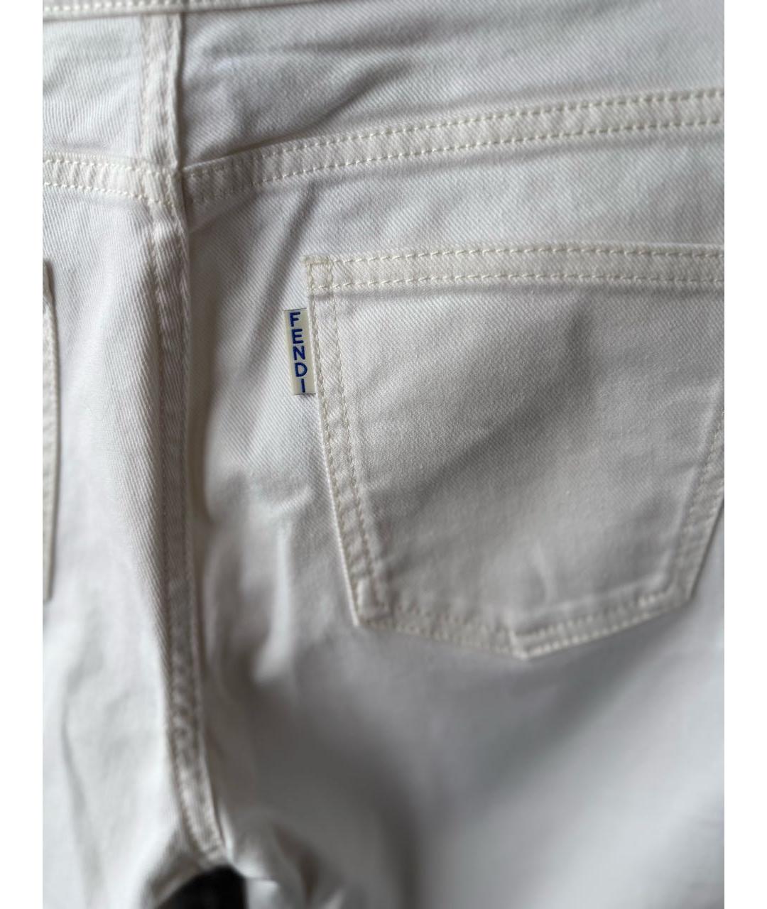 FENDI Белые хлопковые джинсы слим, фото 5