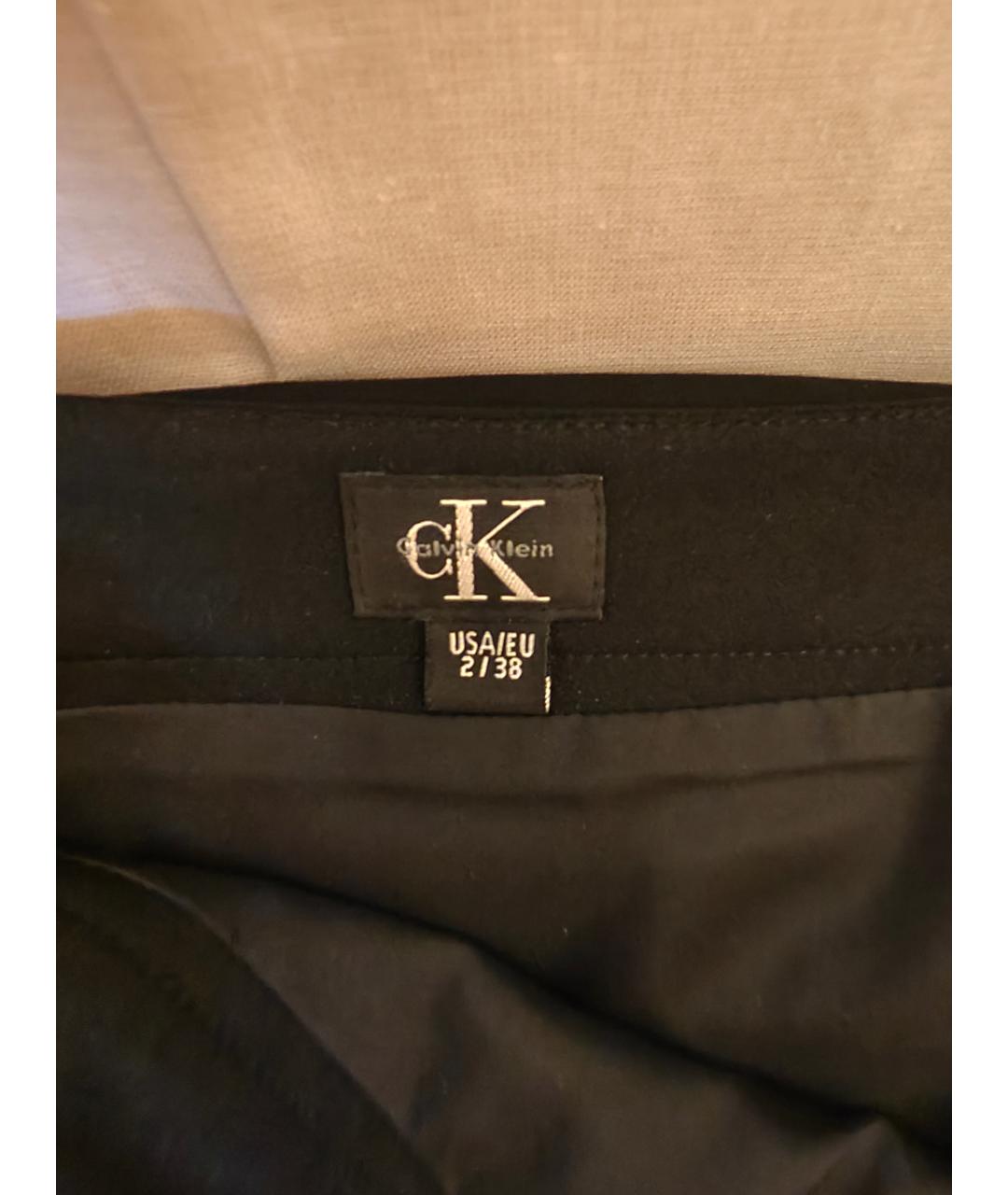 CALVIN KLEIN Черная льняная юбка миди, фото 3