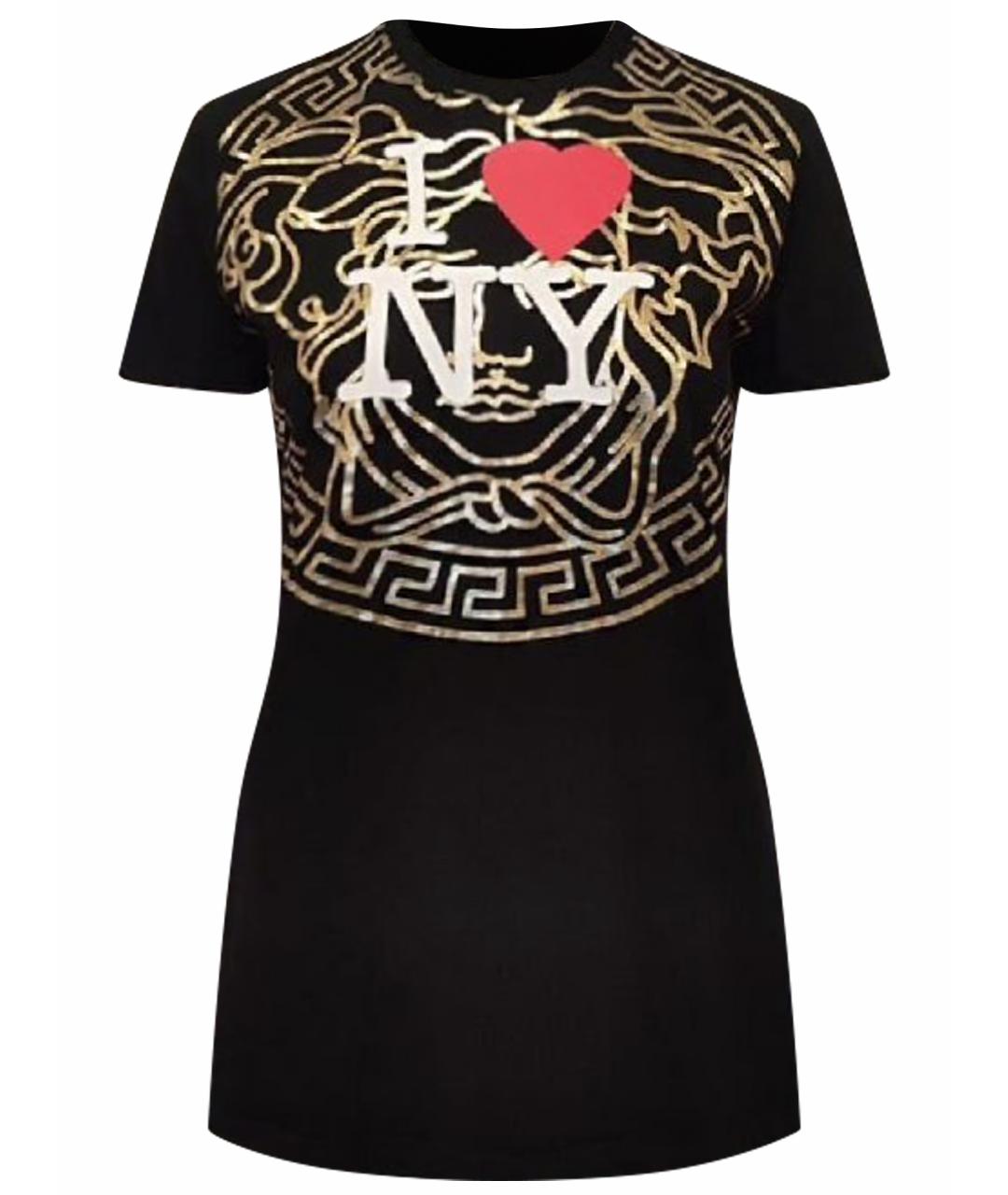 VERSACE Черная хлопко-эластановая футболка, фото 1