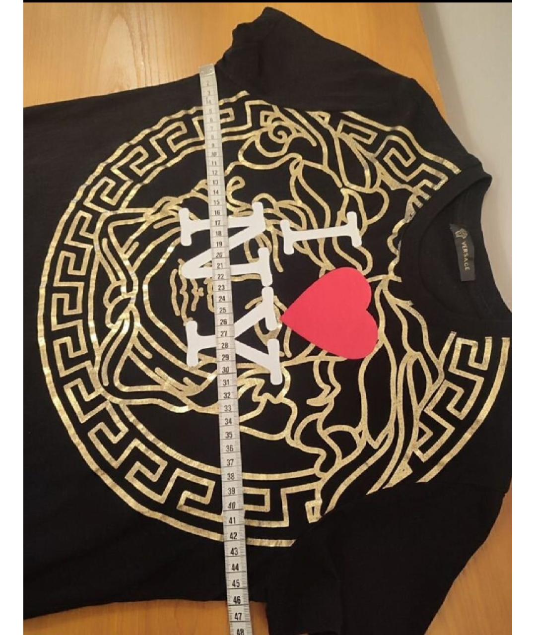 VERSACE Черная хлопко-эластановая футболка, фото 6