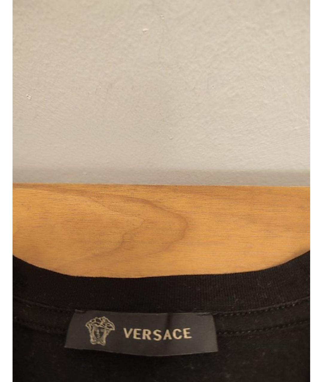 VERSACE Черная хлопко-эластановая футболка, фото 3