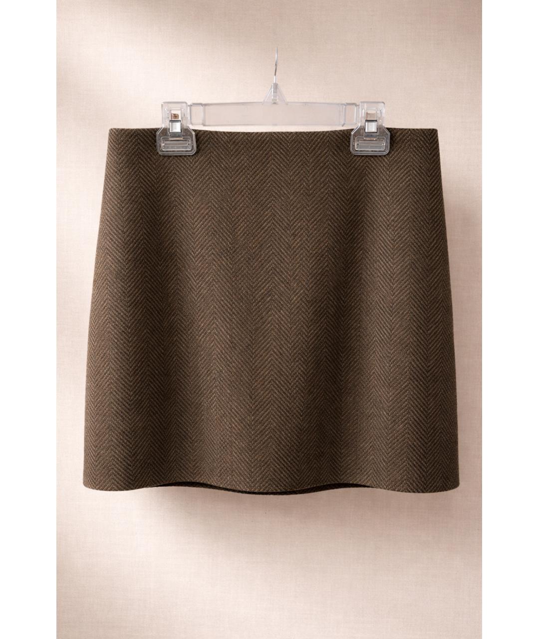 A.P.C. Коричневая шерстяная юбка мини, фото 4