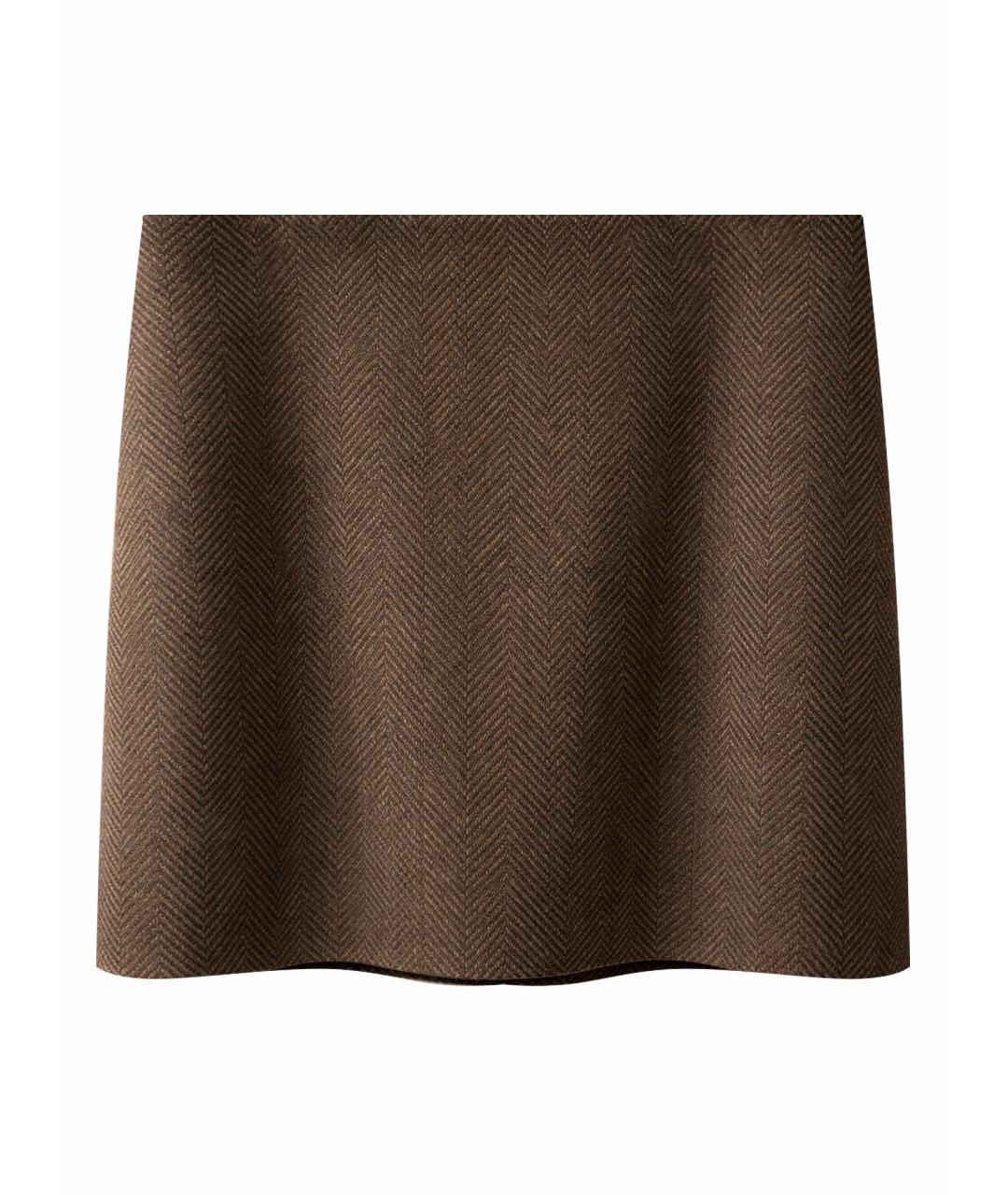 A.P.C. Коричневая шерстяная юбка мини, фото 1