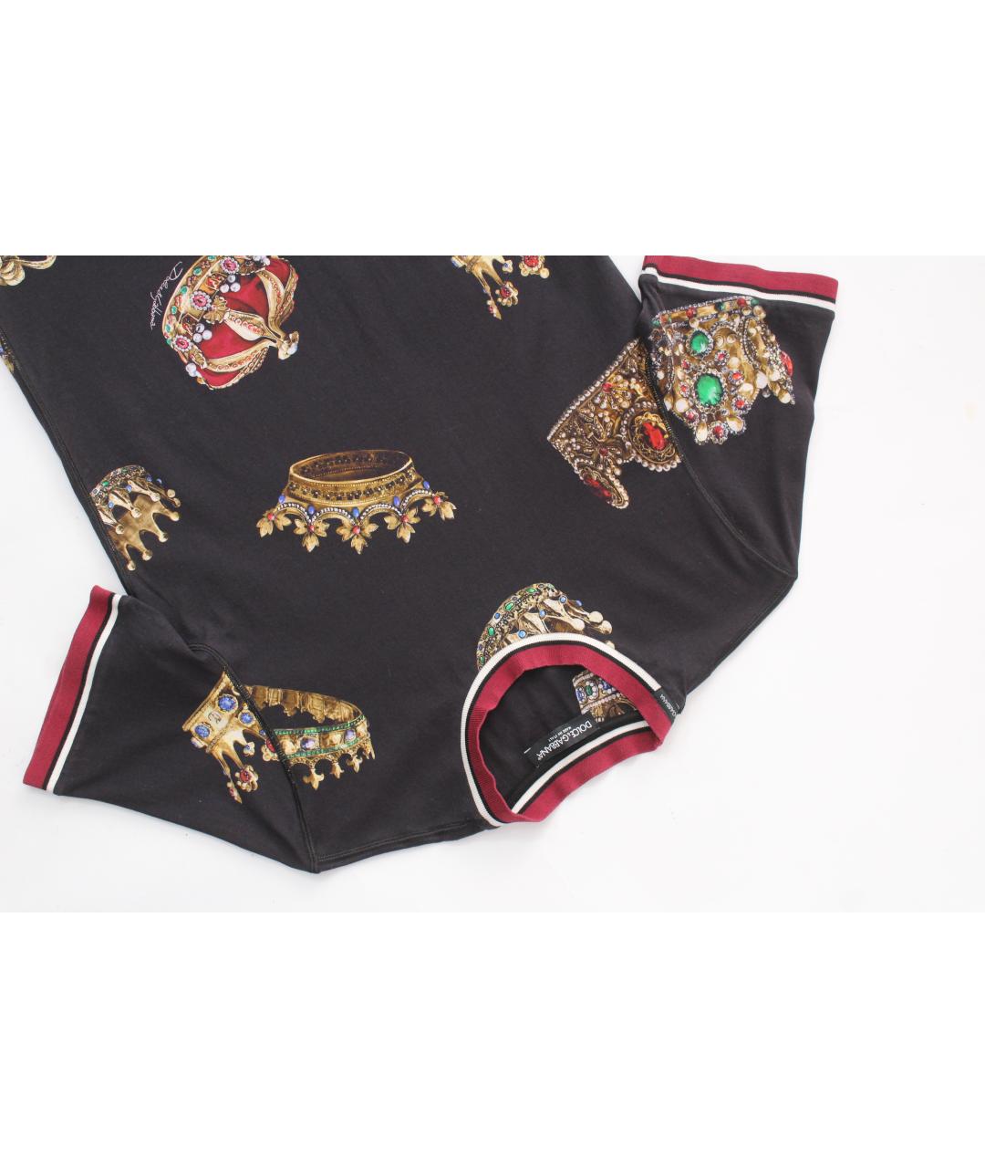 DOLCE&GABBANA Черная хлопковая футболка, фото 4