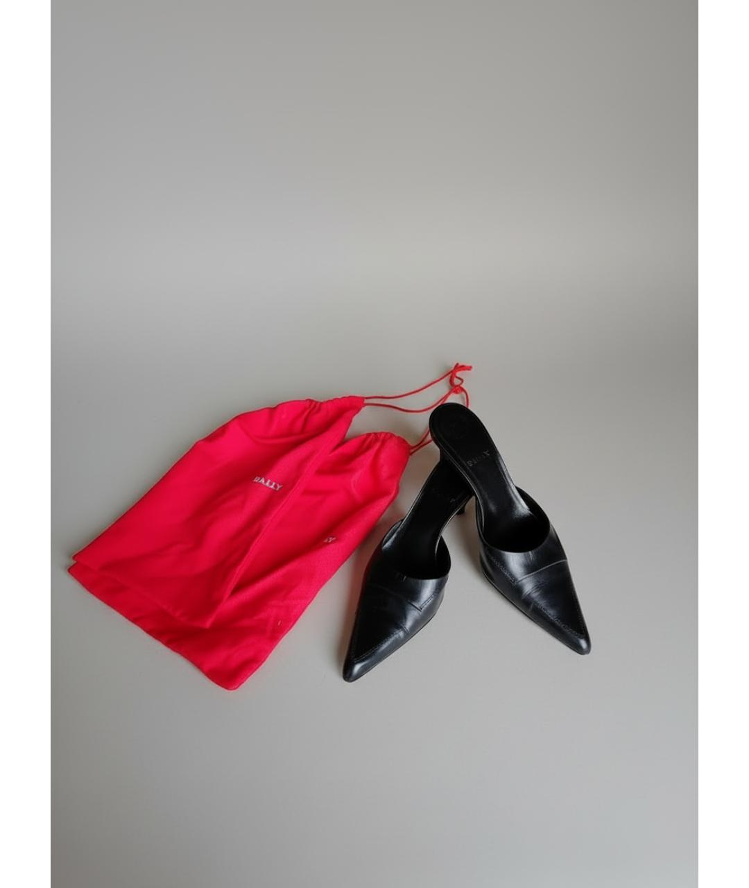 BALLY Черные кожаные мюли, фото 2