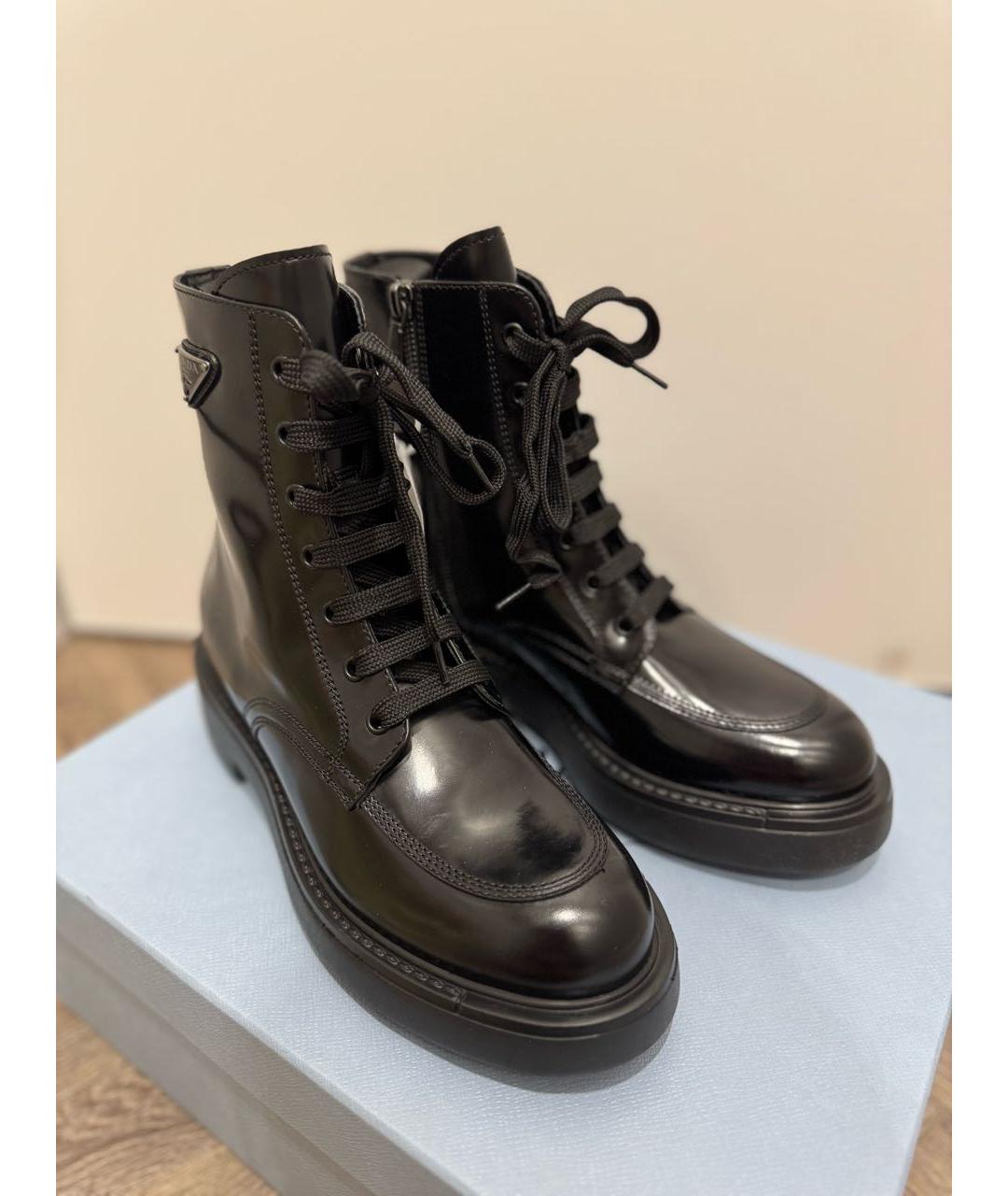 PRADA Черные кожаные ботинки, фото 4