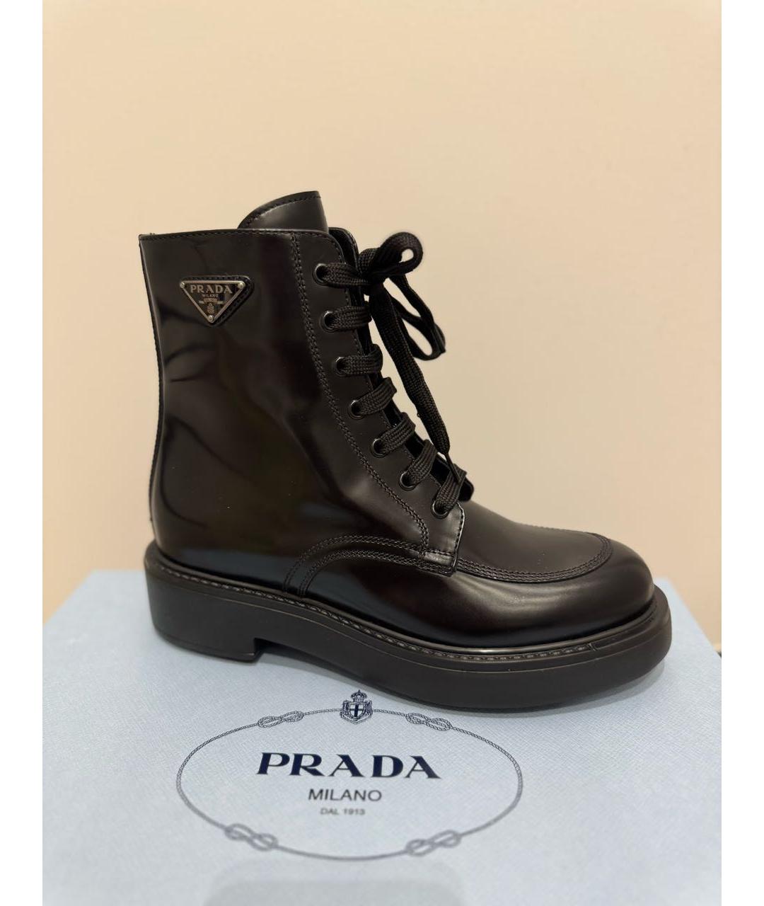 PRADA Черные кожаные ботинки, фото 7