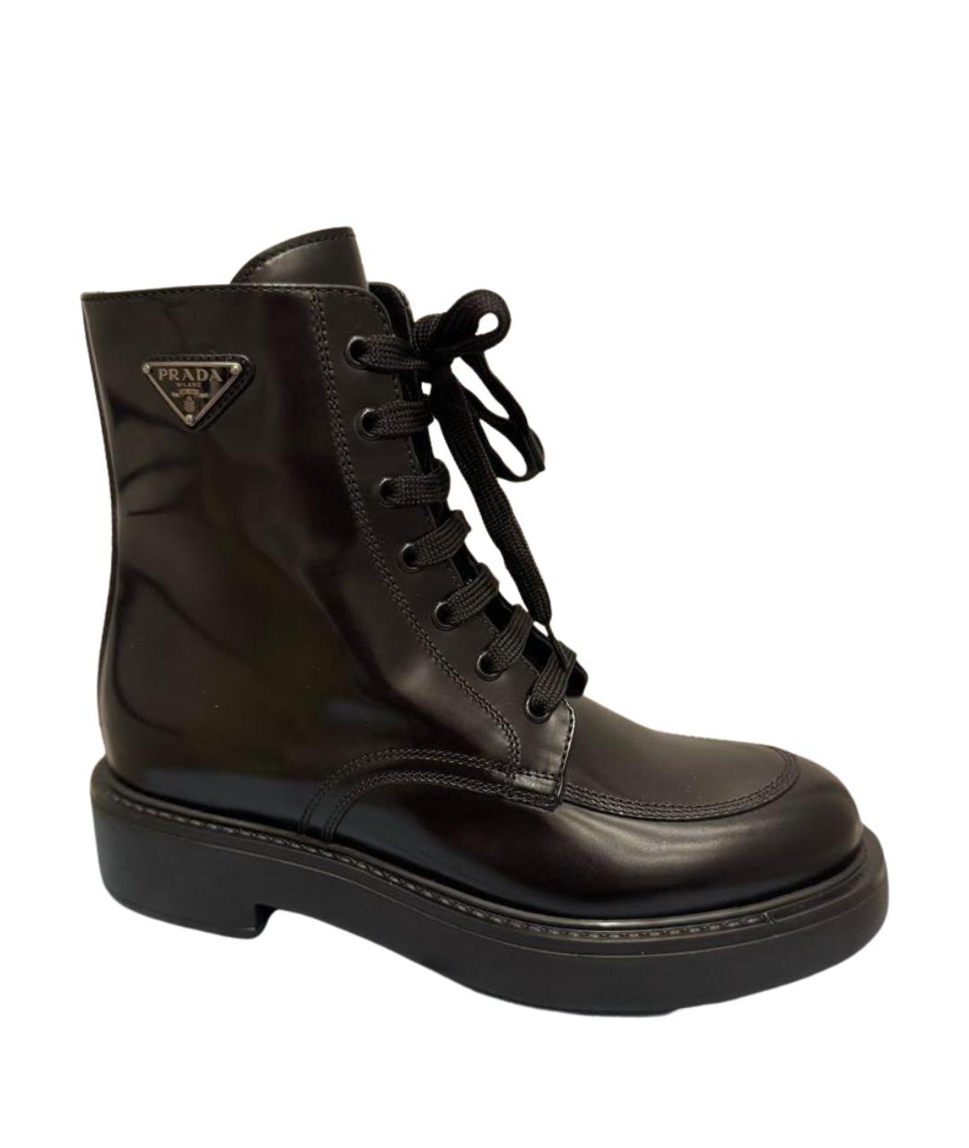 PRADA Черные кожаные ботинки, фото 1