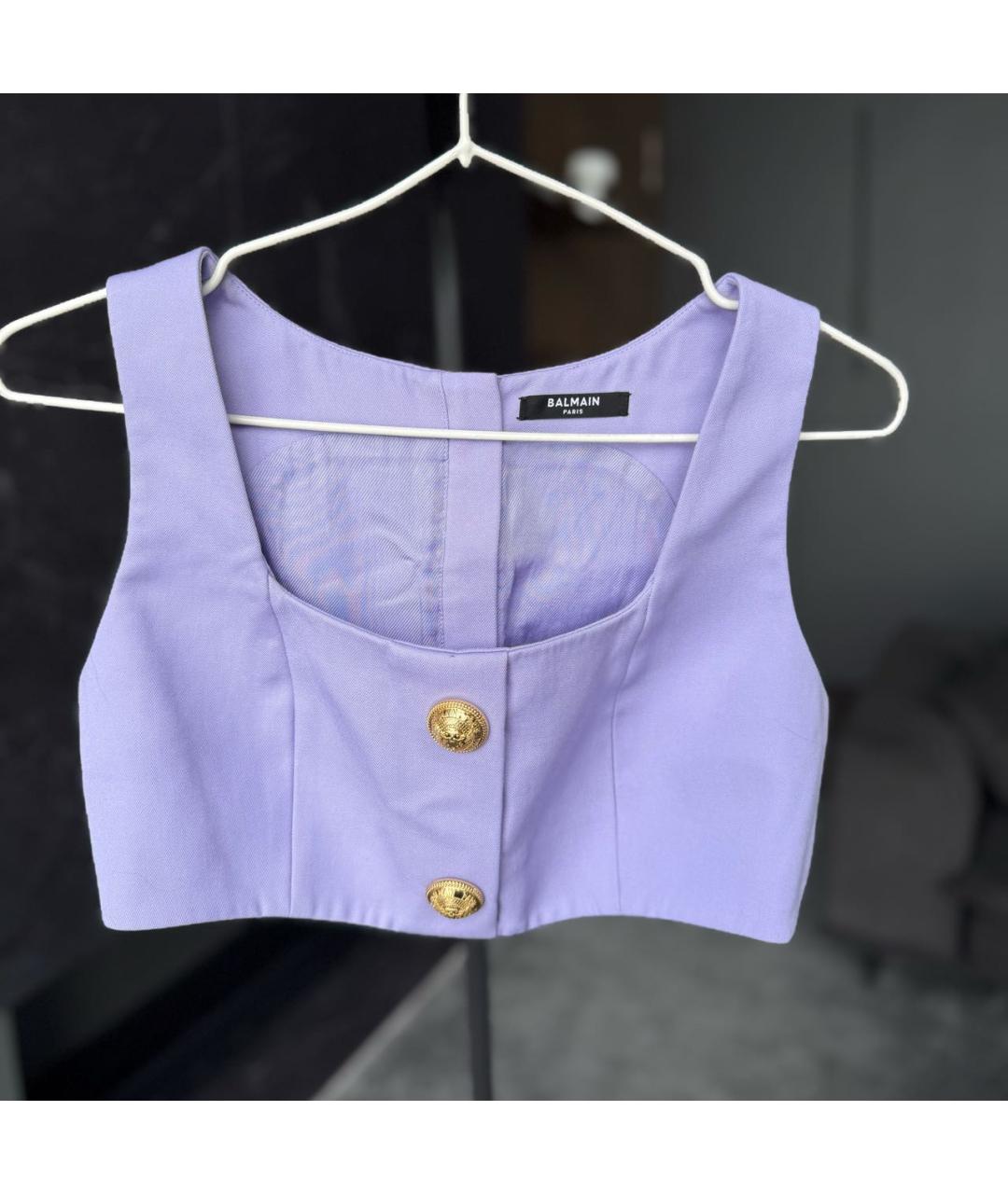 BALMAIN Фиолетовая хлопковая майка, фото 4
