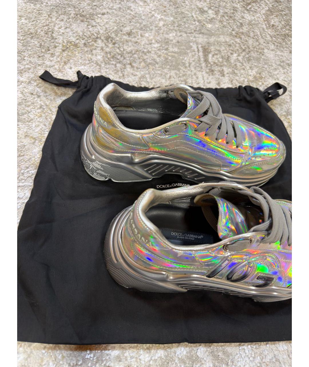 DOLCE&GABBANA Мульти кроссовки из лакированной кожи, фото 4