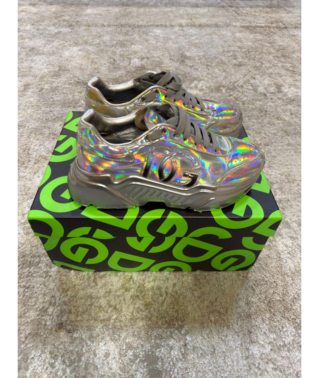 DOLCE&GABBANA Мульти кроссовки из лакированной кожи, фото 6