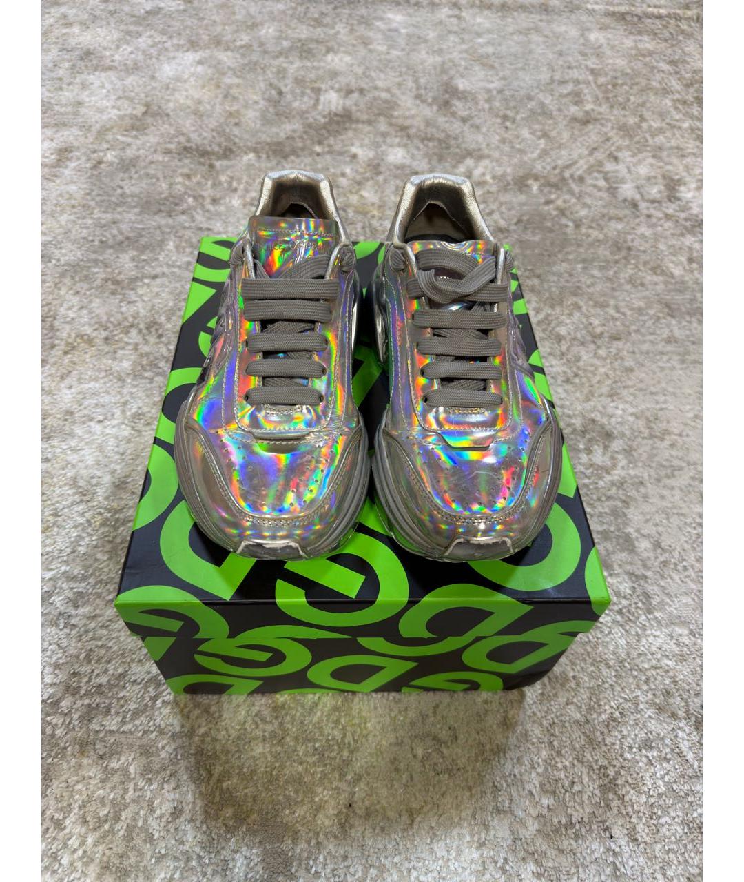 DOLCE&GABBANA Мульти кроссовки из лакированной кожи, фото 2