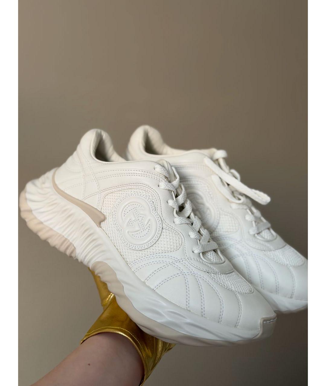 GUCCI Белые кожаные кроссовки, фото 2