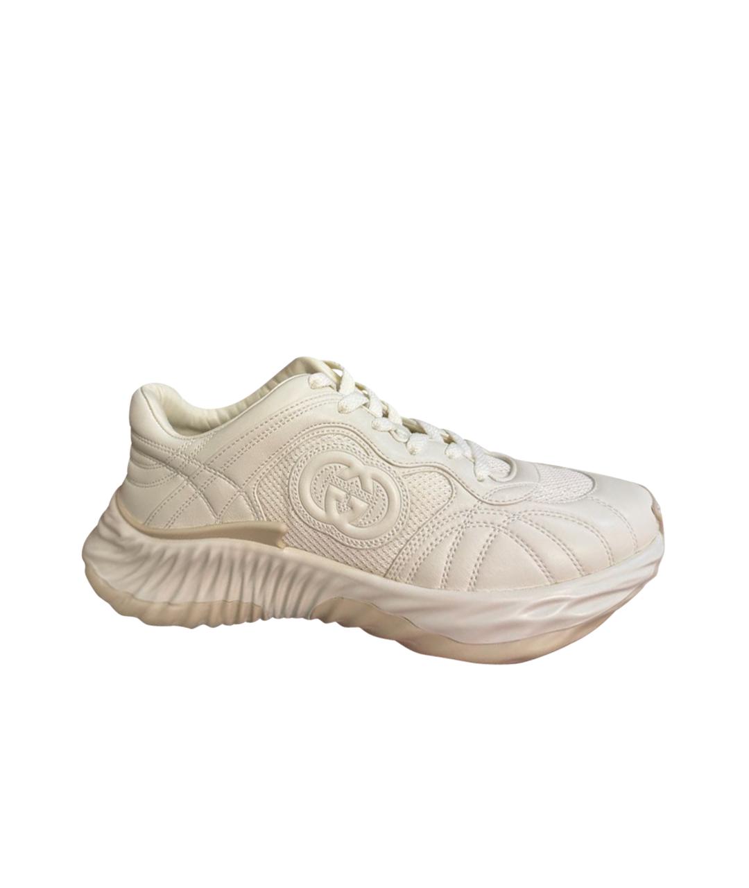 GUCCI Белые кожаные кроссовки, фото 1