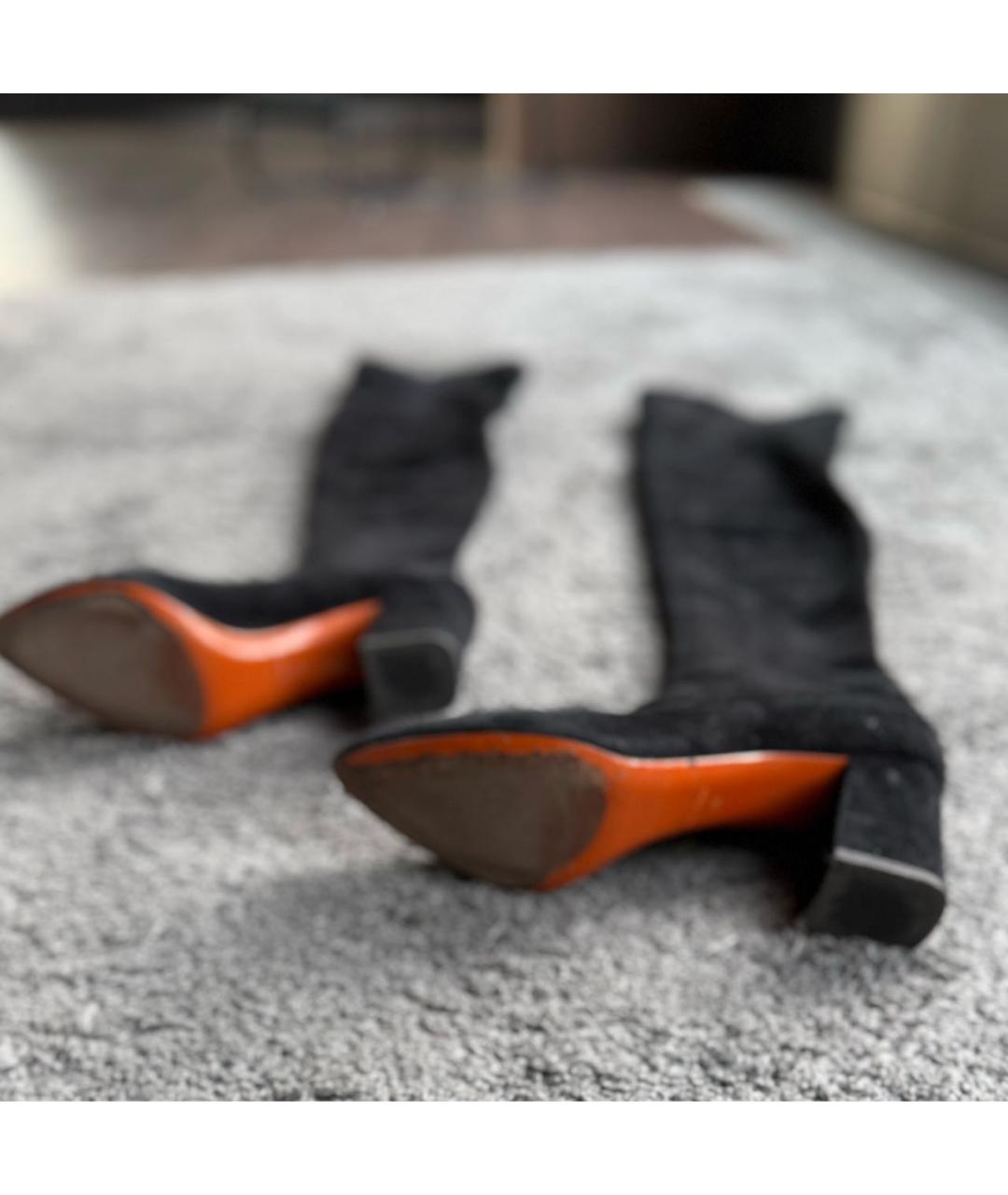 SANTONI Черные замшевые ботфорты, фото 3