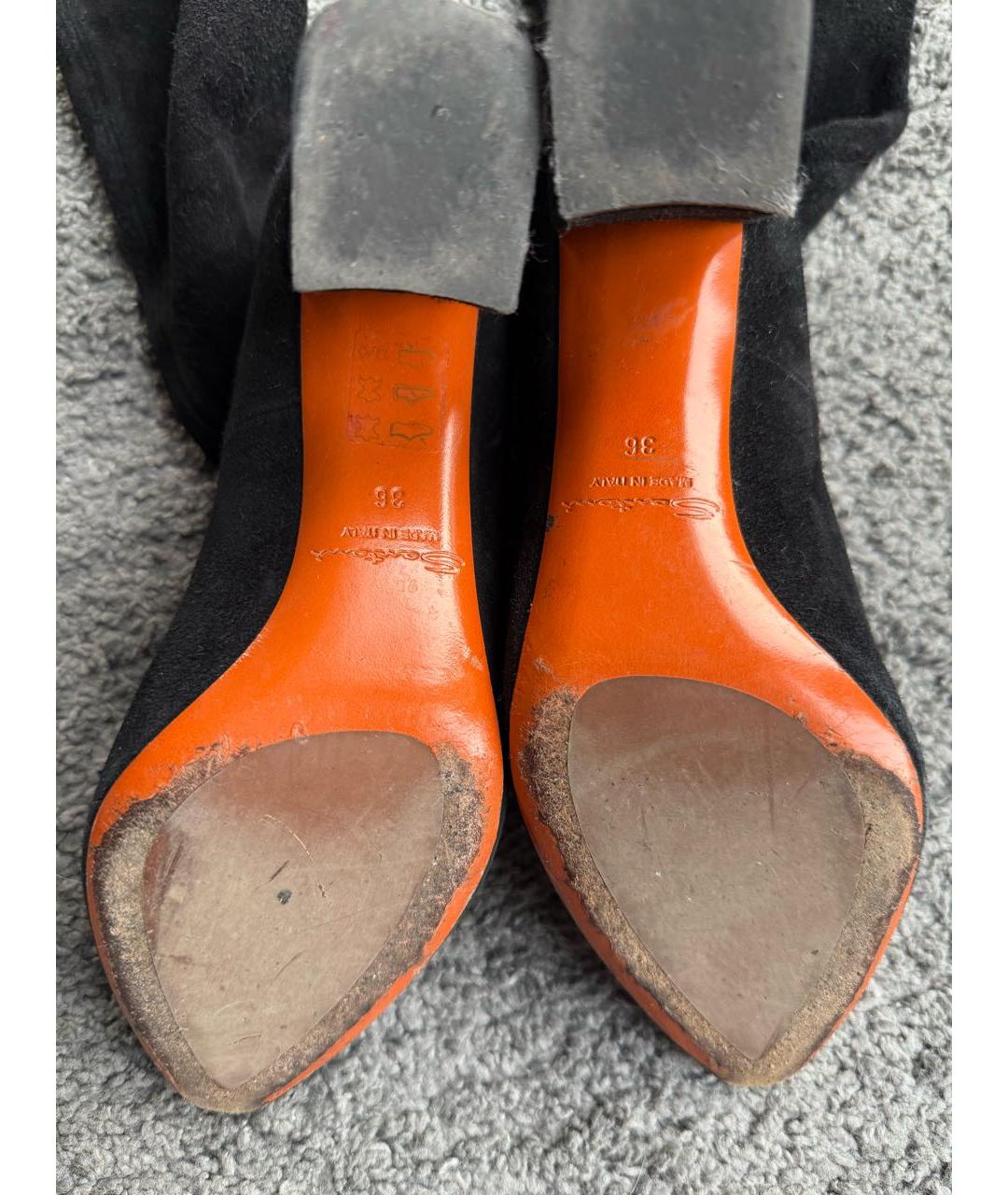 SANTONI Черные замшевые ботфорты, фото 2