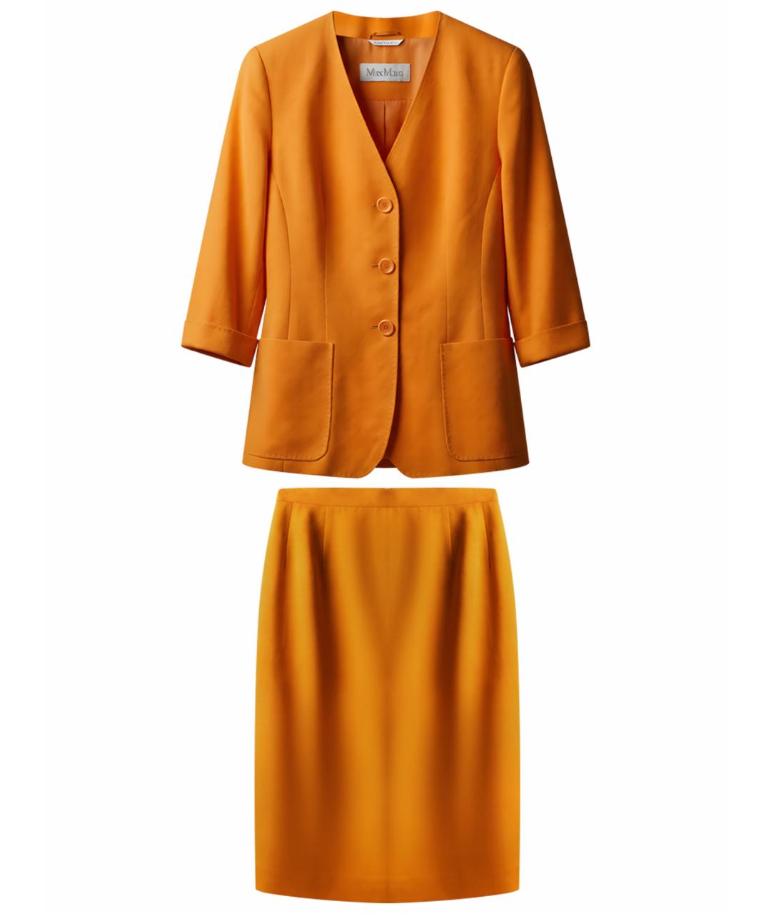 MAX MARA Оранжевый льняной костюм с юбками, фото 1