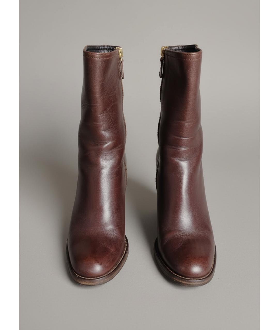 MIU MIU Коричневые кожаные ботильоны, фото 2