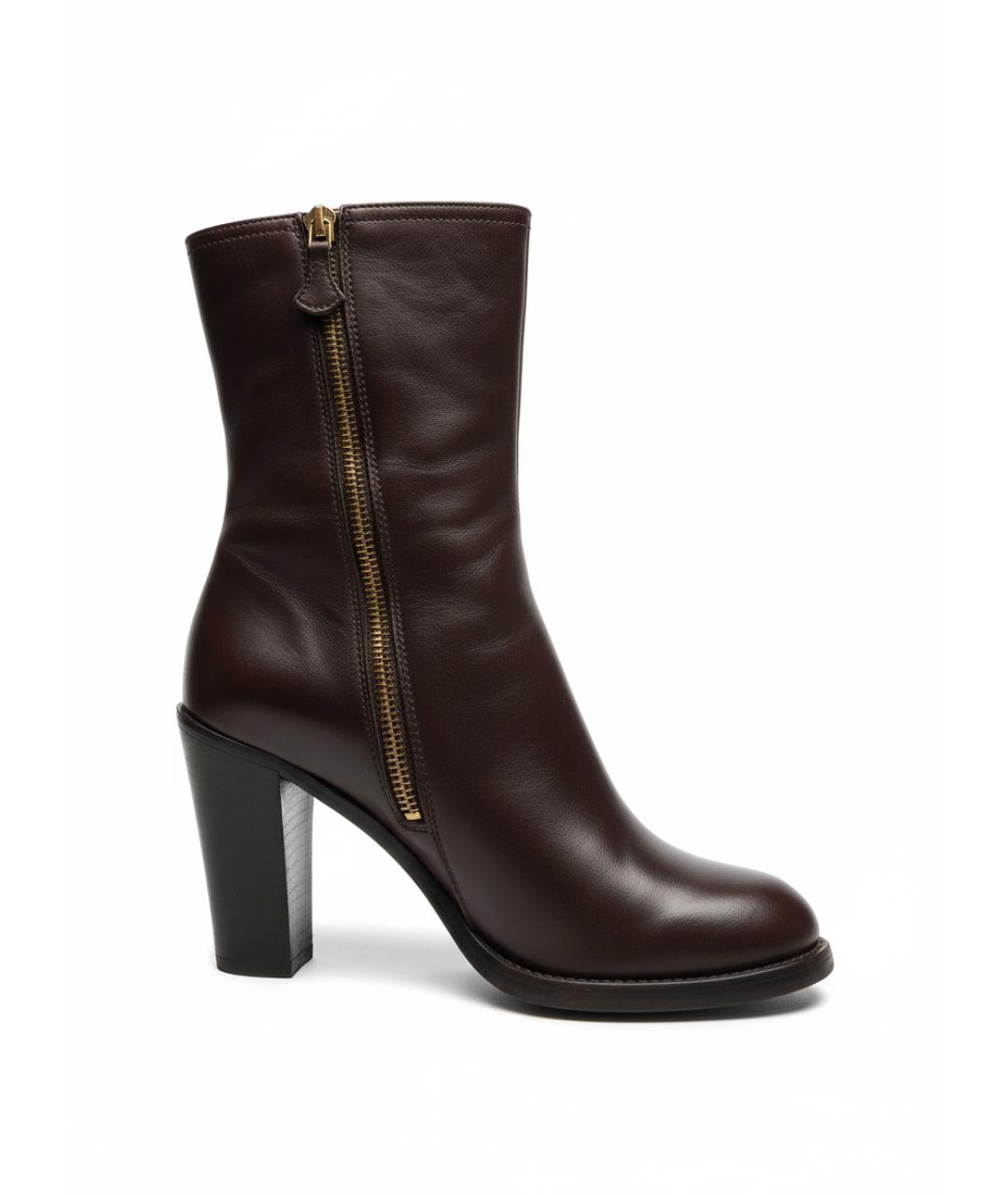 MIU MIU Коричневые кожаные ботильоны, фото 5