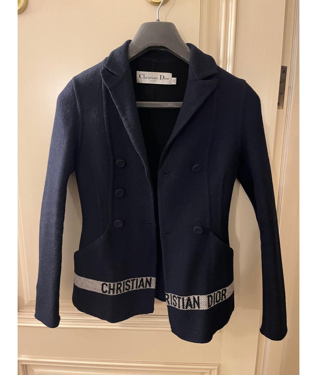 CHRISTIAN DIOR Темно-синий шерстяной жакет/пиджак, фото 8