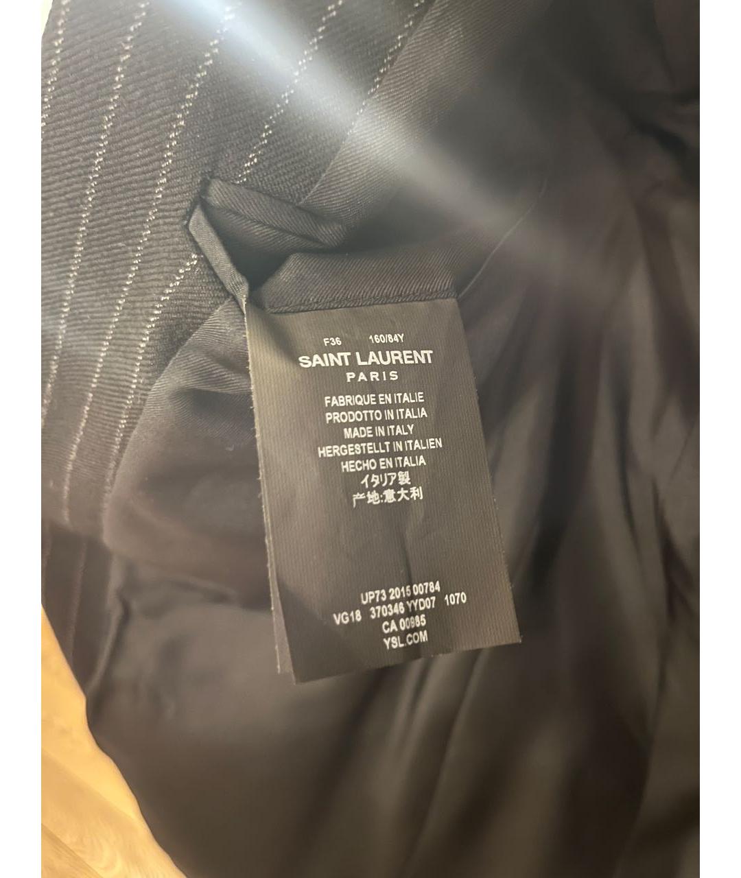 SAINT LAURENT Антрацитовый шерстяной костюм с брюками, фото 5