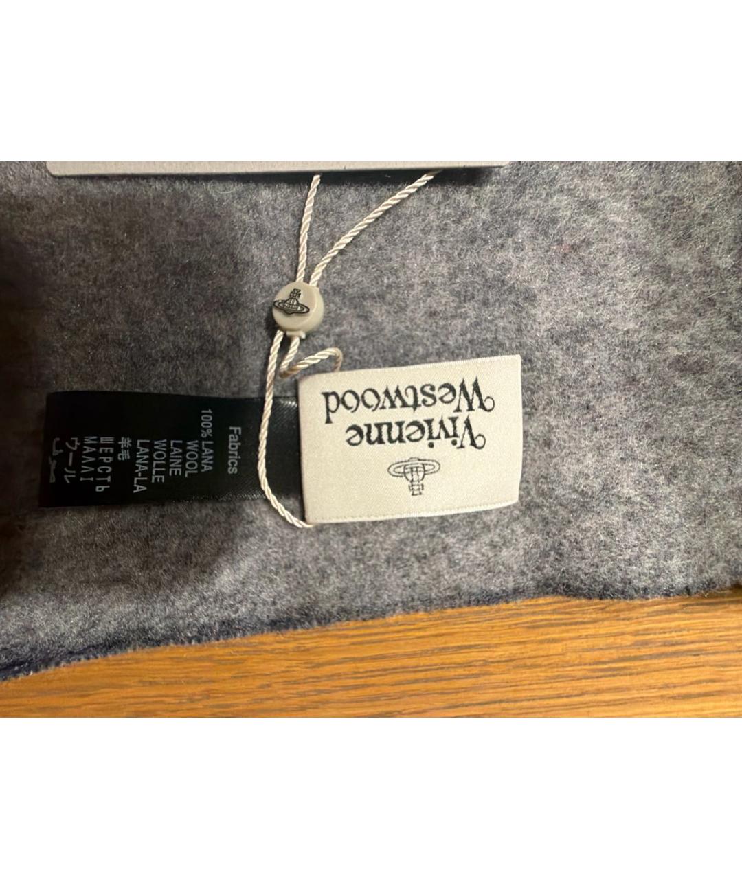 VIVIENNE WESTWOOD Темно-синий шерстяной шарф, фото 5