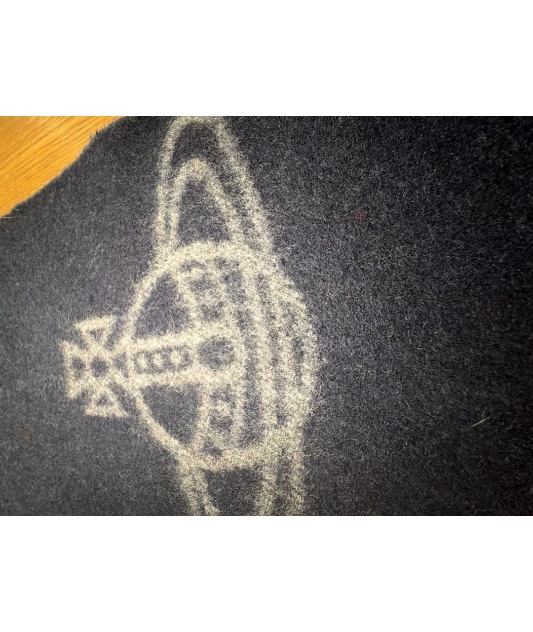 VIVIENNE WESTWOOD Темно-синий шерстяной шарф, фото 2