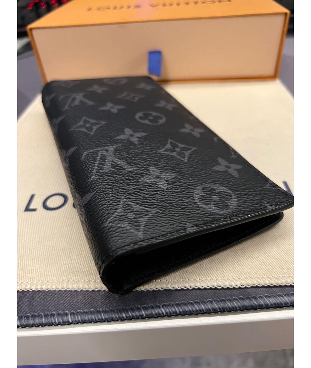 LOUIS VUITTON Черный кожаный кошелек, фото 8