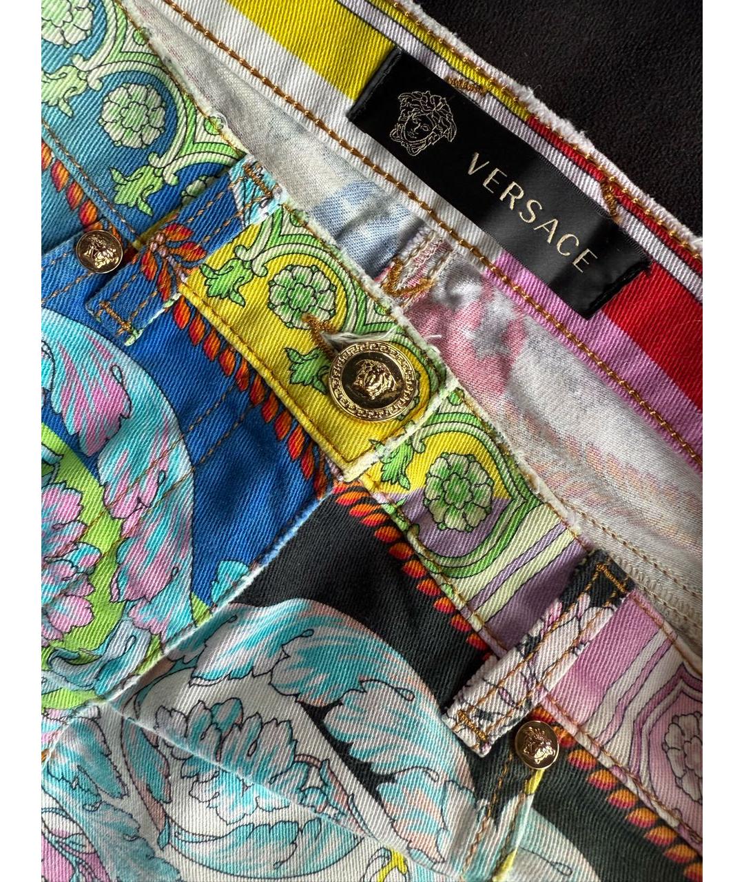 VERSACE Мульти хлопковые джинсы слим, фото 3