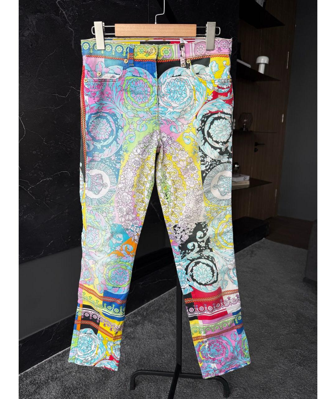 VERSACE Мульти хлопковые джинсы слим, фото 5