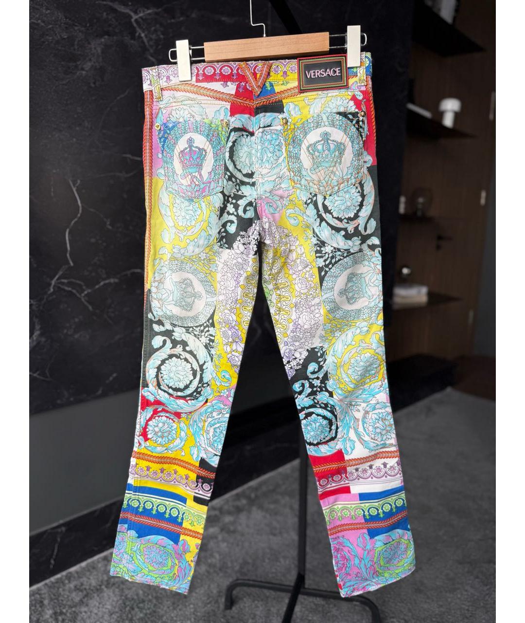 VERSACE Мульти хлопковые джинсы слим, фото 2