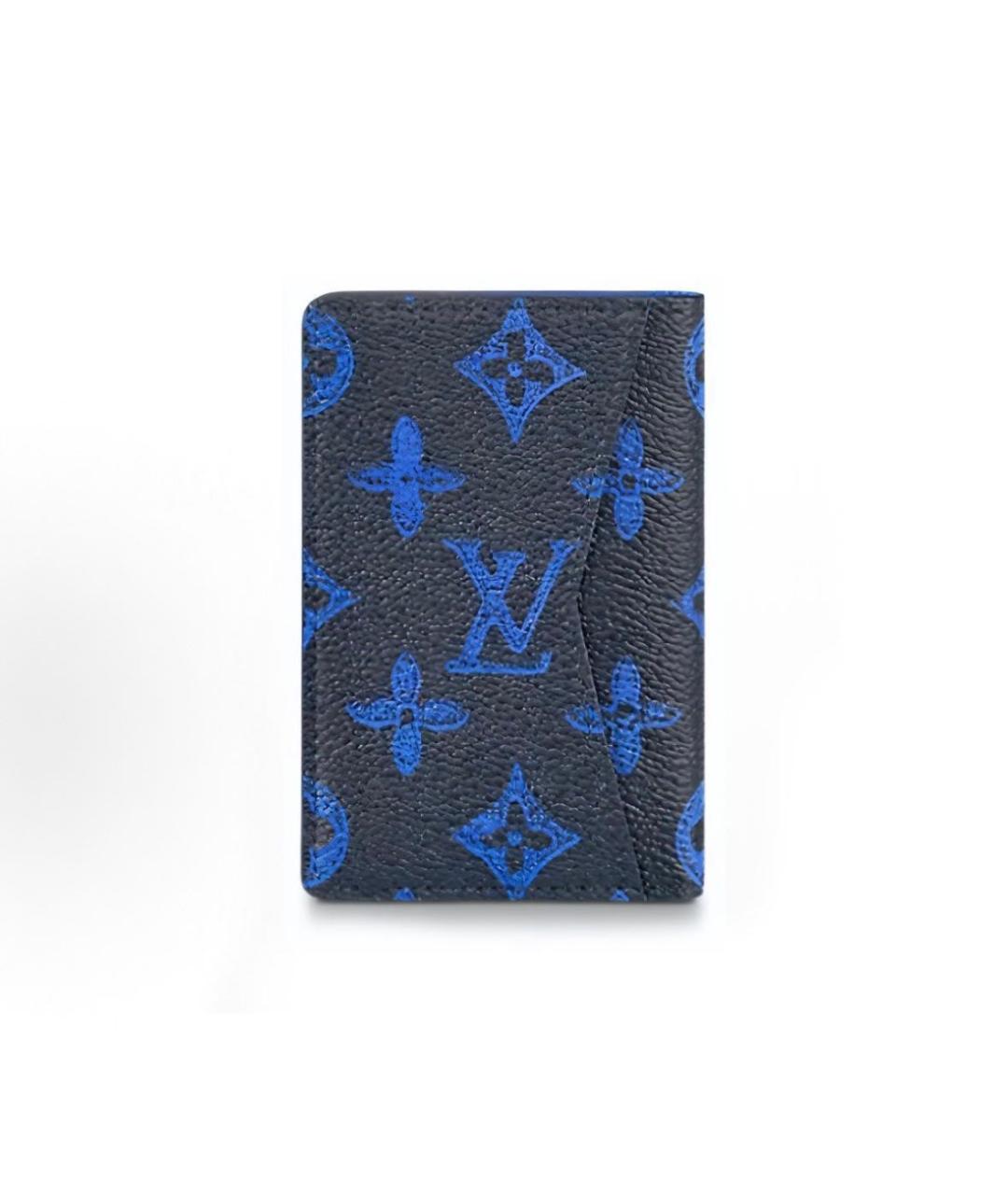 LOUIS VUITTON Синий кожаный кардхолдер, фото 2