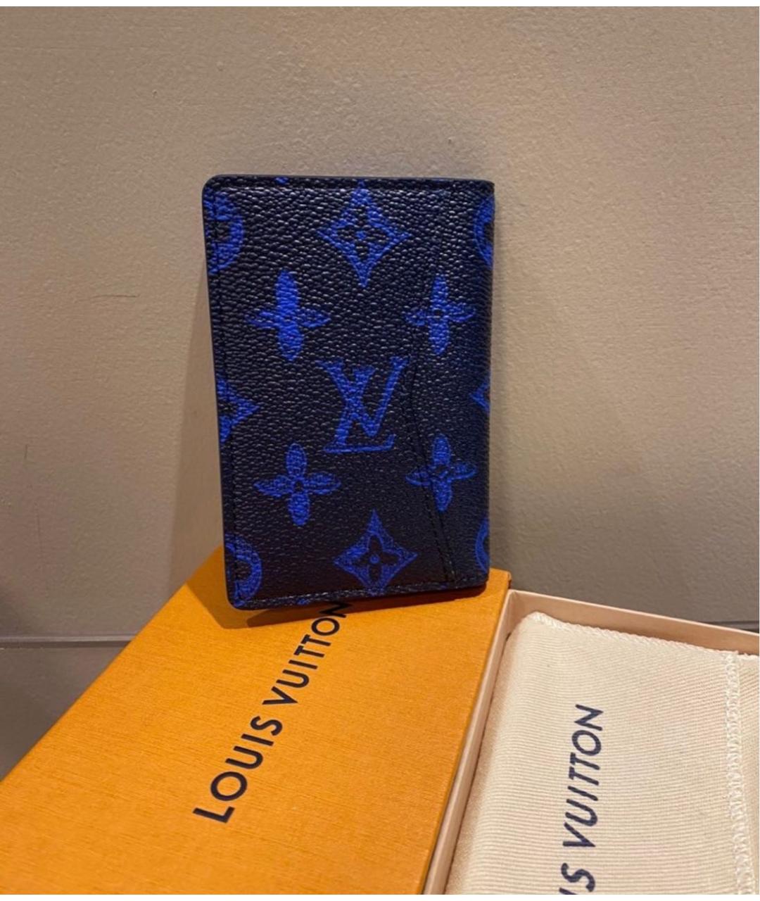 LOUIS VUITTON Синий кожаный кардхолдер, фото 4