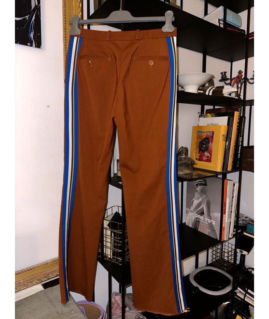 ETRO Оранжевое шерстяные прямые брюки, фото 2