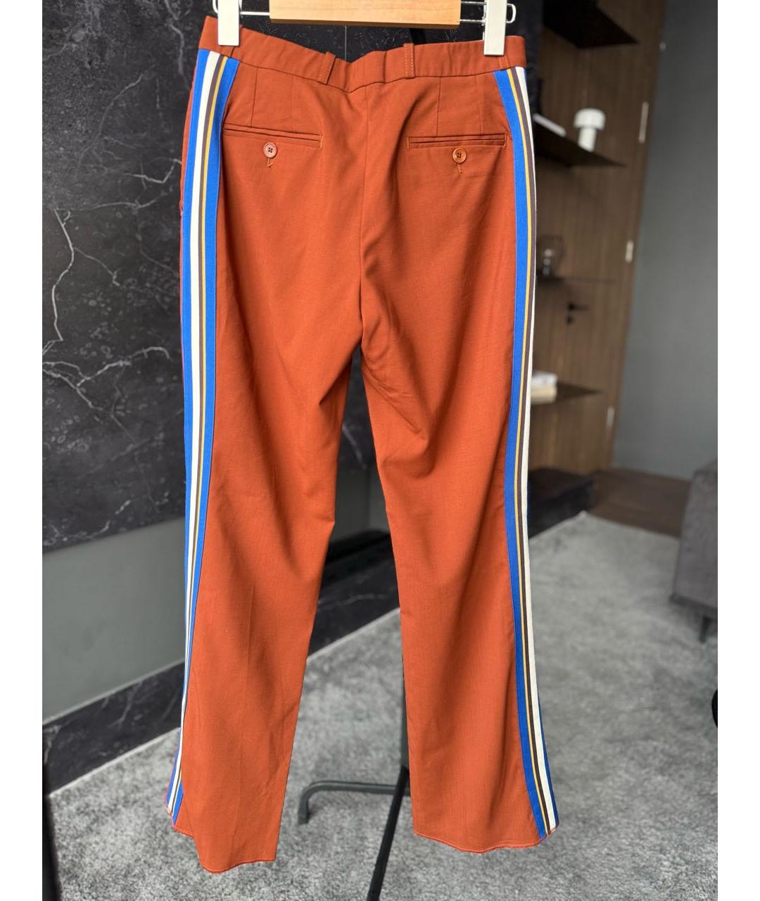 ETRO Оранжевое шерстяные прямые брюки, фото 6