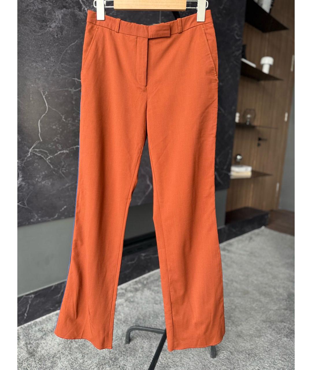 ETRO Оранжевое шерстяные прямые брюки, фото 5