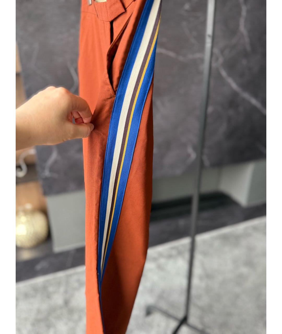 ETRO Оранжевое шерстяные прямые брюки, фото 4