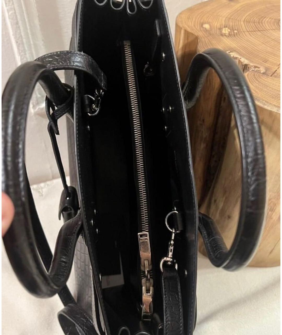 SAINT LAURENT Черная кожаная сумка тоут, фото 6