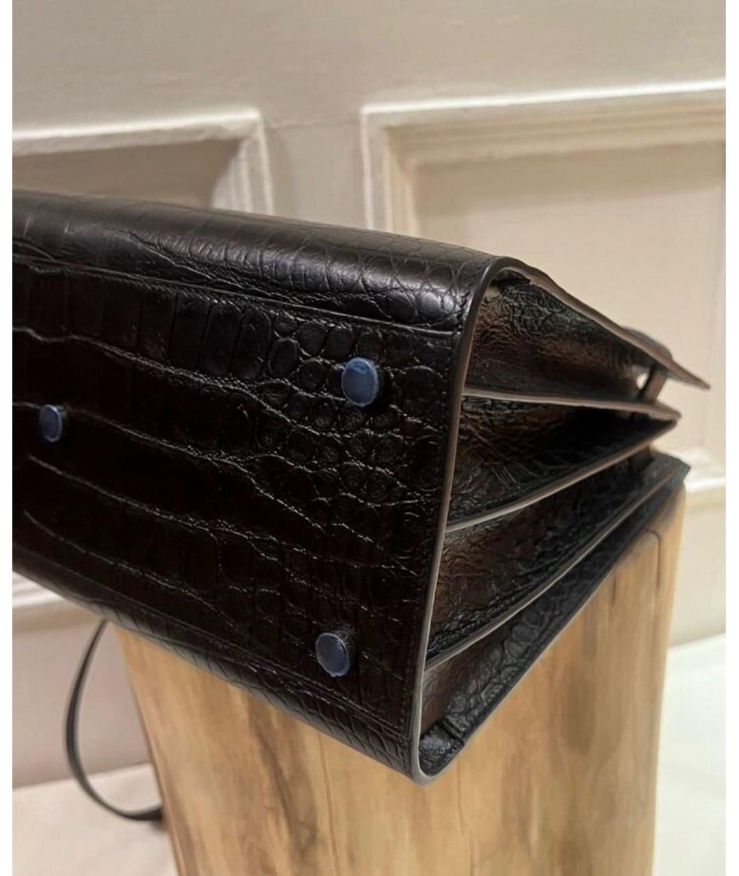 SAINT LAURENT Черная кожаная сумка тоут, фото 5
