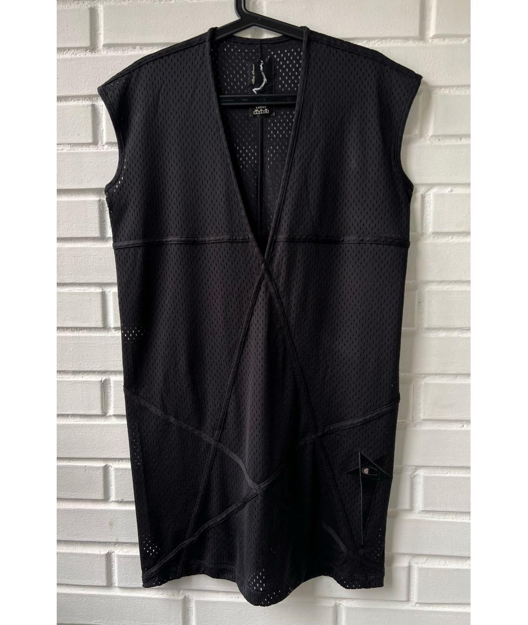 RICK OWENS Черная полиэстеровая майка, фото 8