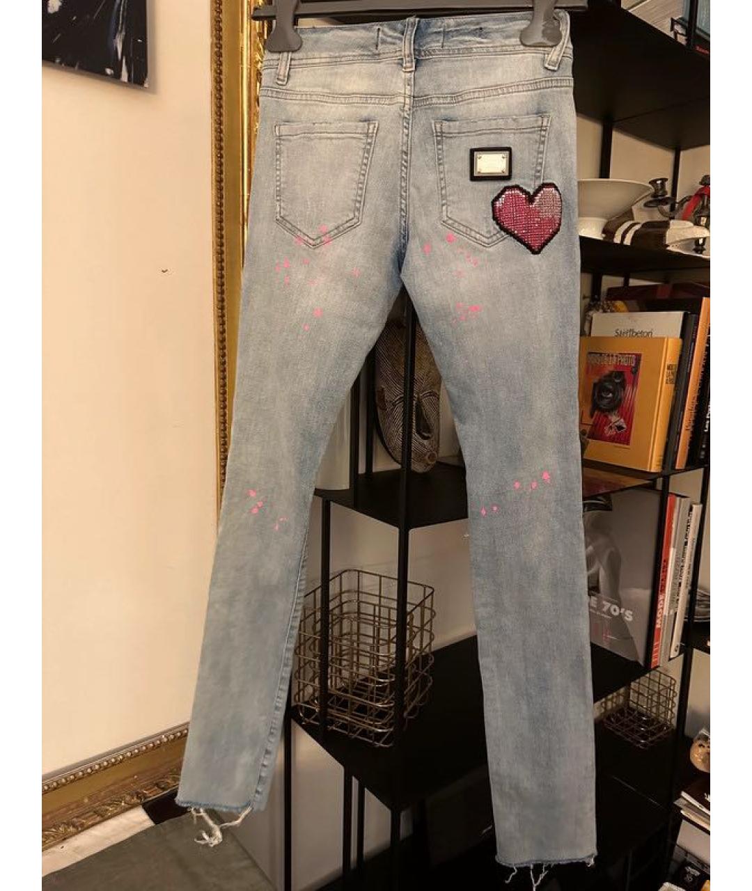 PHILIPP PLEIN Голубые хлопковые джинсы слим, фото 2