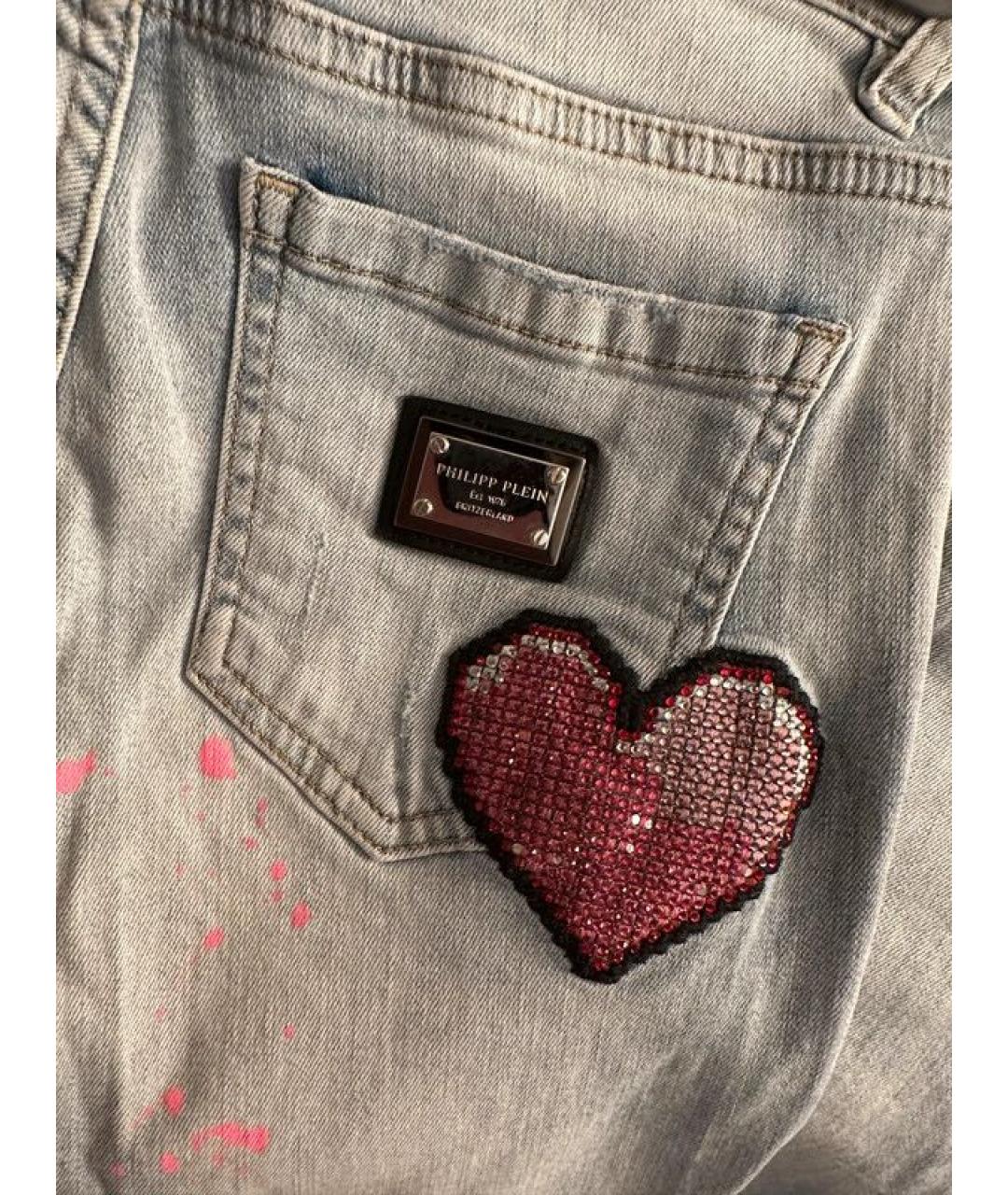 PHILIPP PLEIN Голубые хлопковые джинсы слим, фото 4