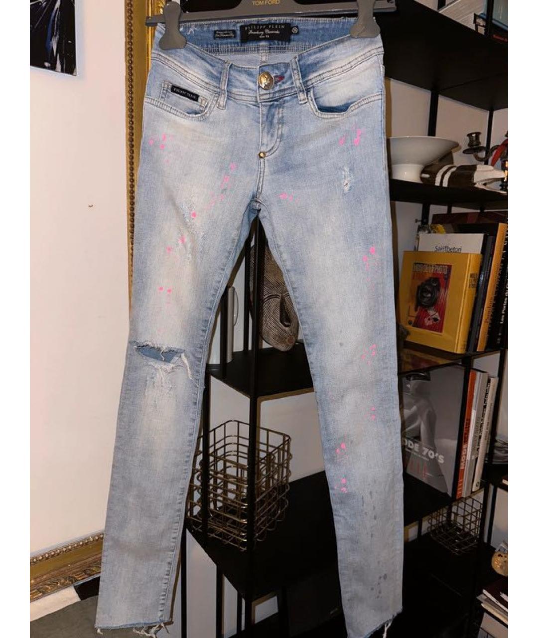 PHILIPP PLEIN Голубые хлопковые джинсы слим, фото 5