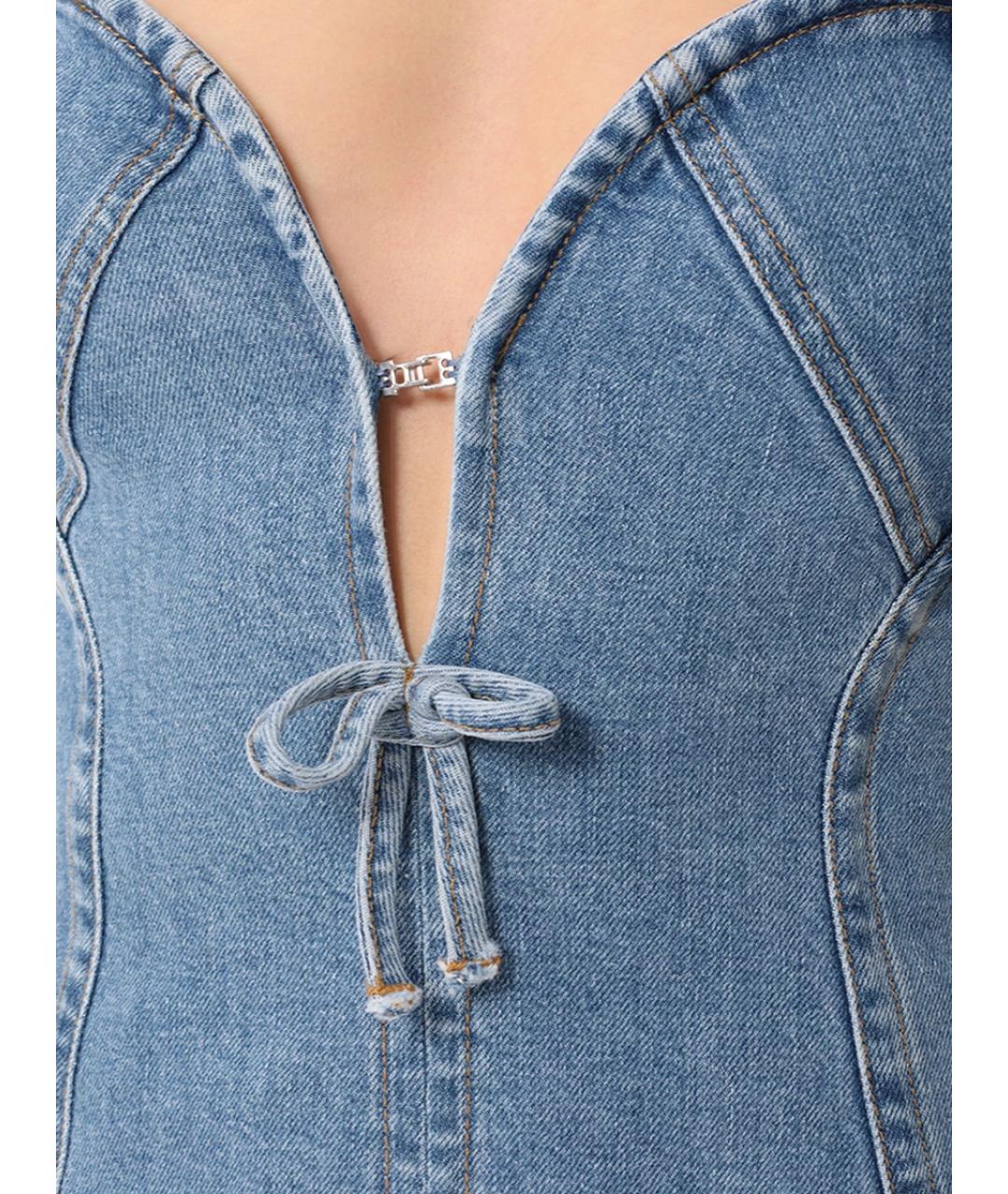 BLUMARINE Синий хлопковый корсет, фото 6