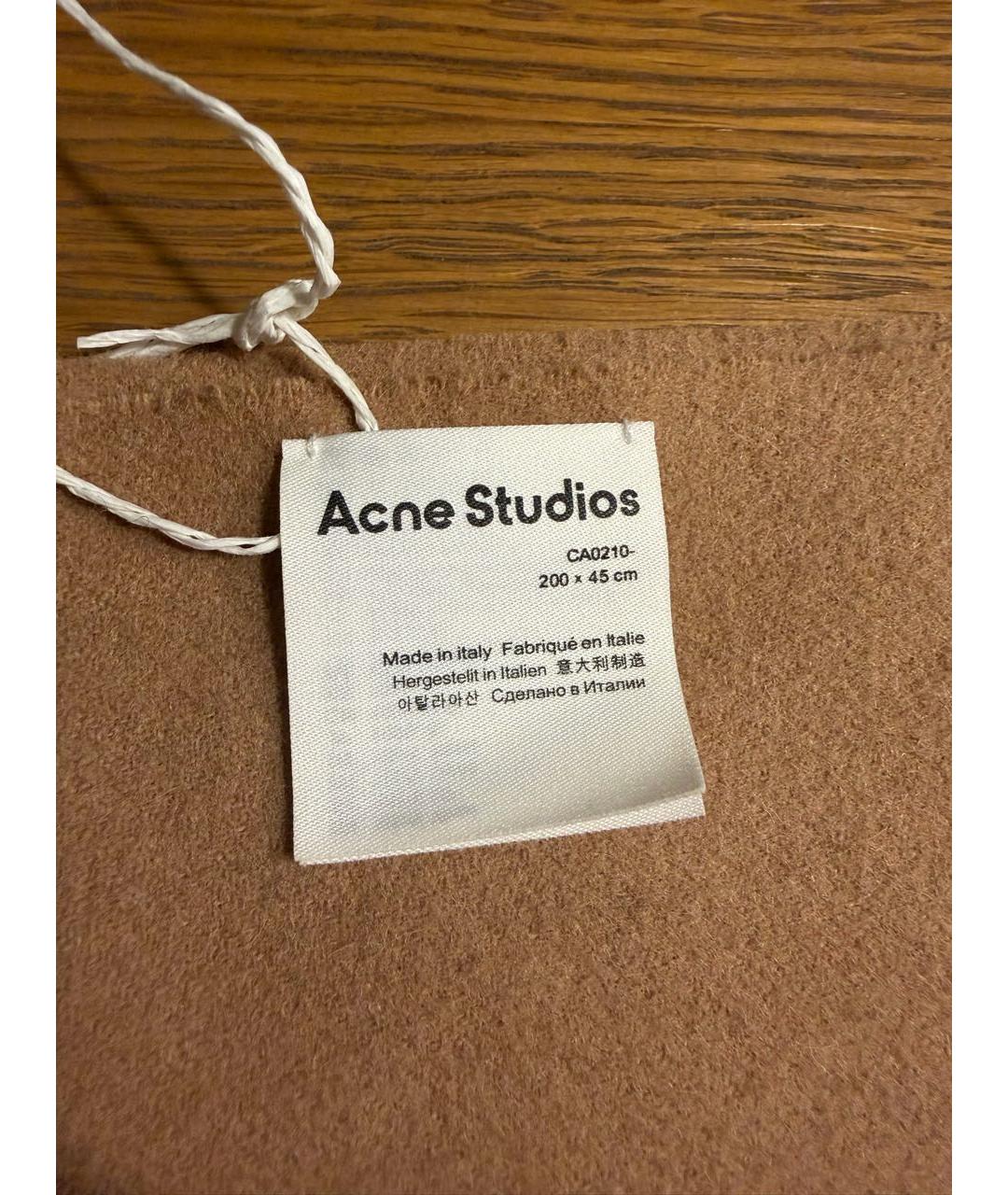 ACNE STUDIOS Коричневый шерстяной шарф, фото 4