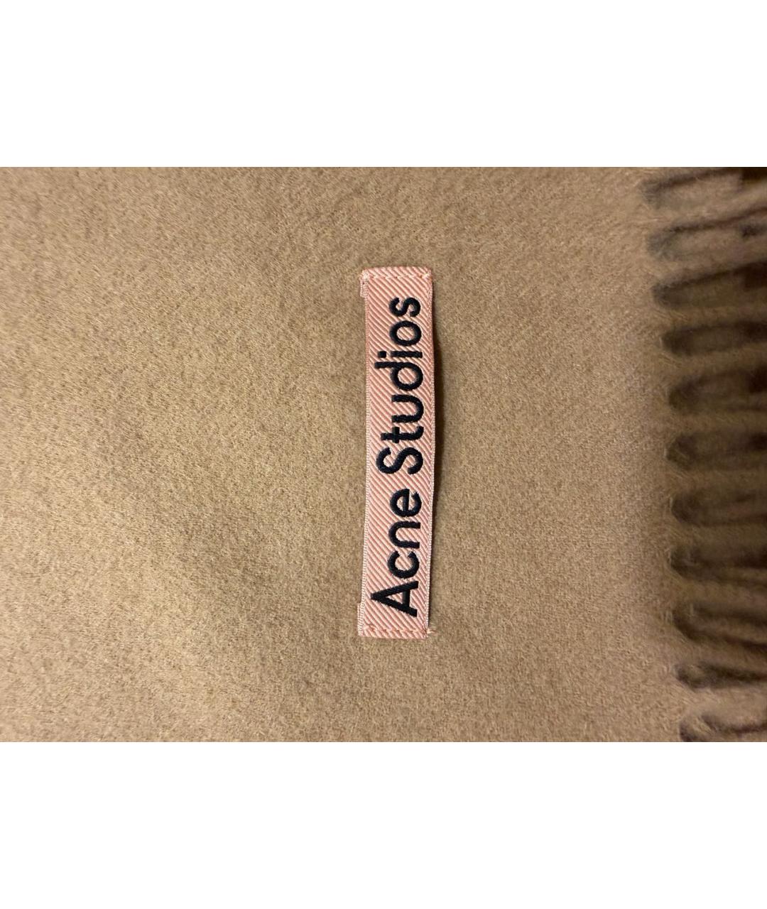 ACNE STUDIOS Коричневый шерстяной шарф, фото 3