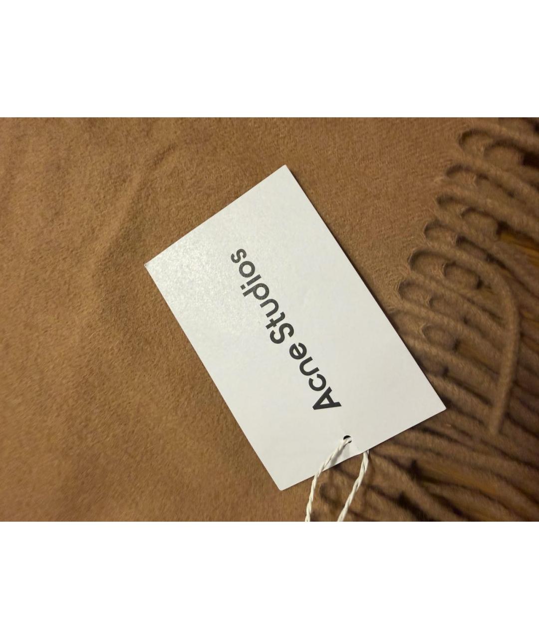 ACNE STUDIOS Коричневый шерстяной шарф, фото 7