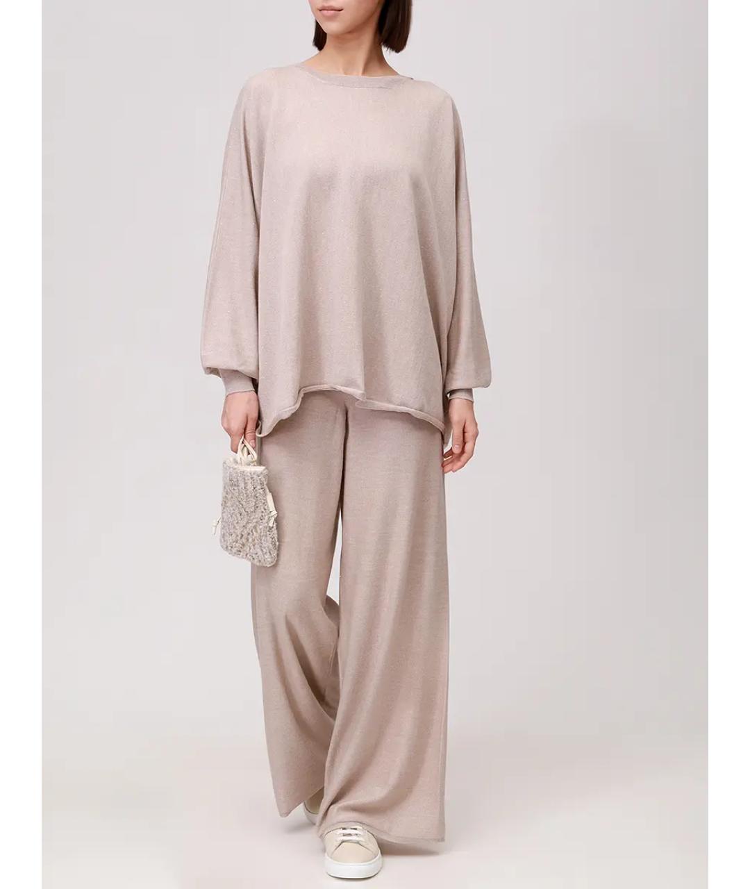 PANICALE Бежевый шерстяной костюм с брюками, фото 2